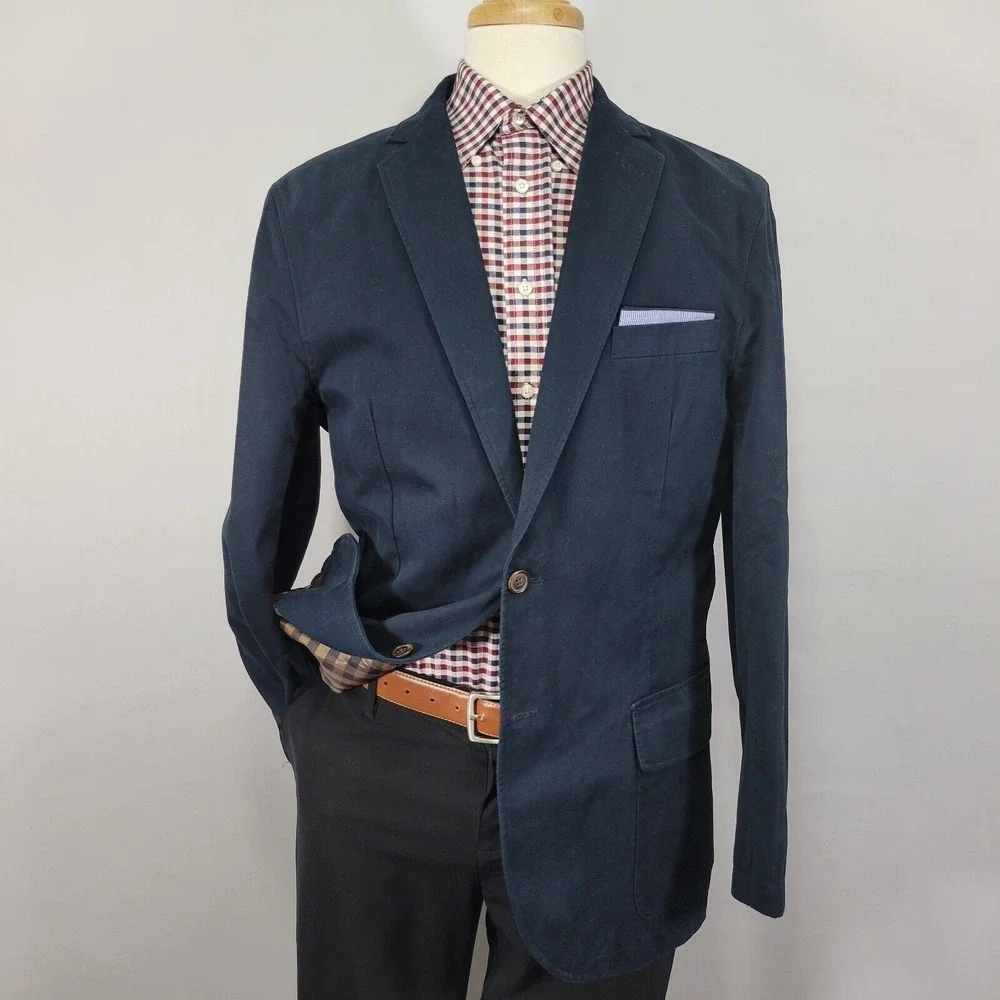 Daniel Cremieux Men's Sport Coat Blazer Two Button Navy Cotton Twill Size Large